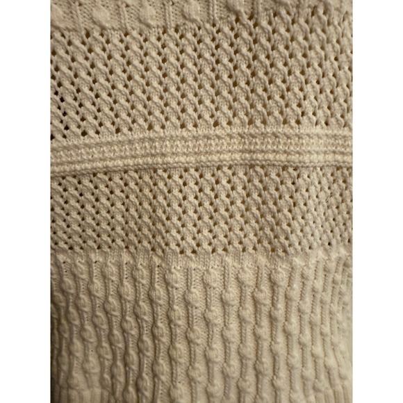 Talbots Petite Cable-Knit Sweater Textured Ivory Knit Cottagecore Boho *Petite - Picture 6 of 7